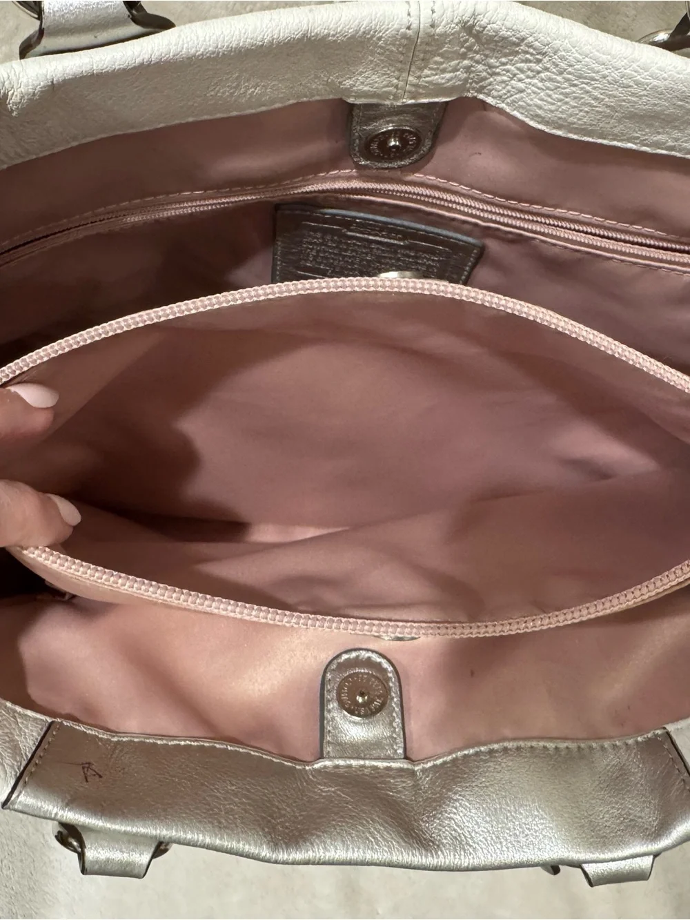 Coach Ashley Leather Shoulder Tote with Silver Trim